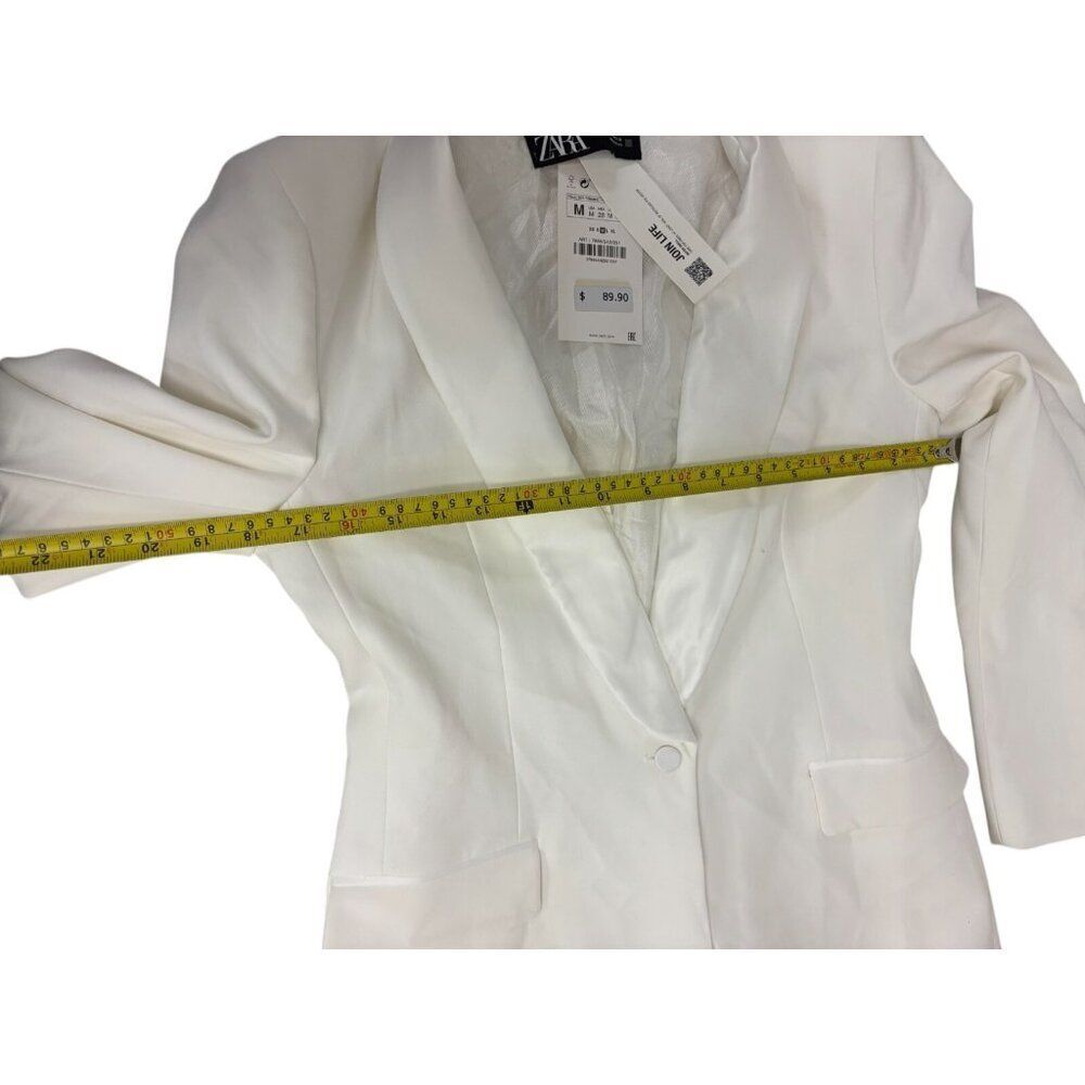 Zara Womens Tuxedo Blazer Suit Jacket Size M White Satin Lapel 7855/542 NWT - Picture 12 of 12